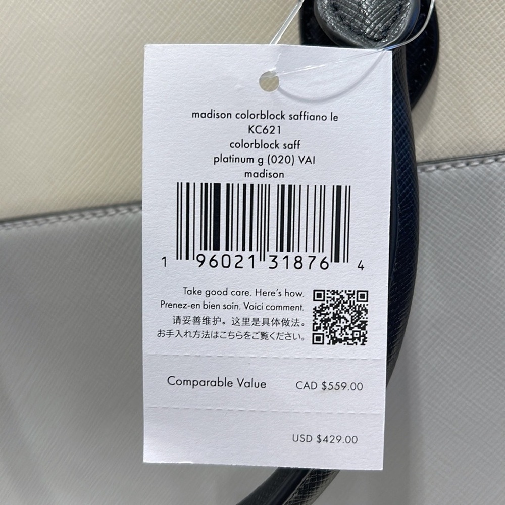 Kate Spade Madison Colorblock Saffiano Leather Medium Satchel
Platinum Grey
NWT - Picture 13 of 16